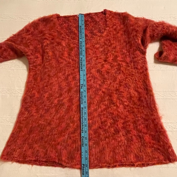 Free People Women's M Fuzzy Sweater Oversized Orange Pullover Wool Mohair Blend - Picture 11 of 11